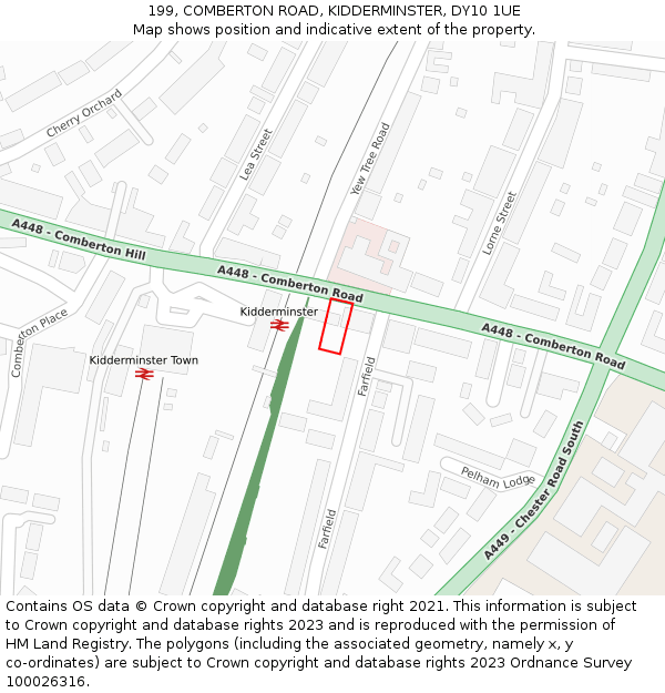 199, COMBERTON ROAD, KIDDERMINSTER, DY10 1UE: Location map and indicative extent of plot