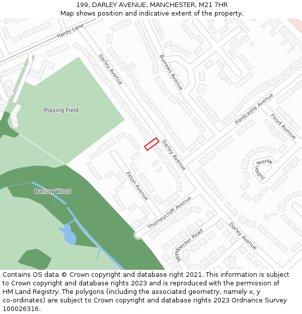 199, DARLEY AVENUE, MANCHESTER, M21 7HR: Location map and indicative extent of plot