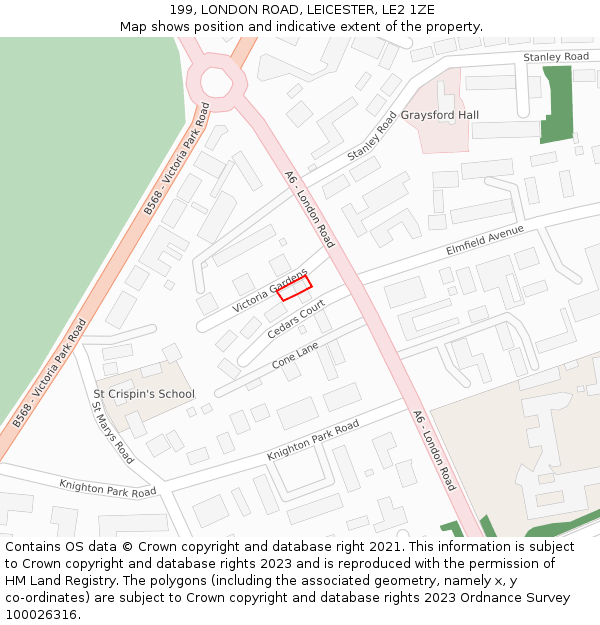 199, LONDON ROAD, LEICESTER, LE2 1ZE: Location map and indicative extent of plot