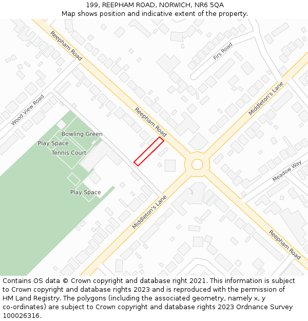 199, REEPHAM ROAD, NORWICH, NR6 5QA: Location map and indicative extent of plot