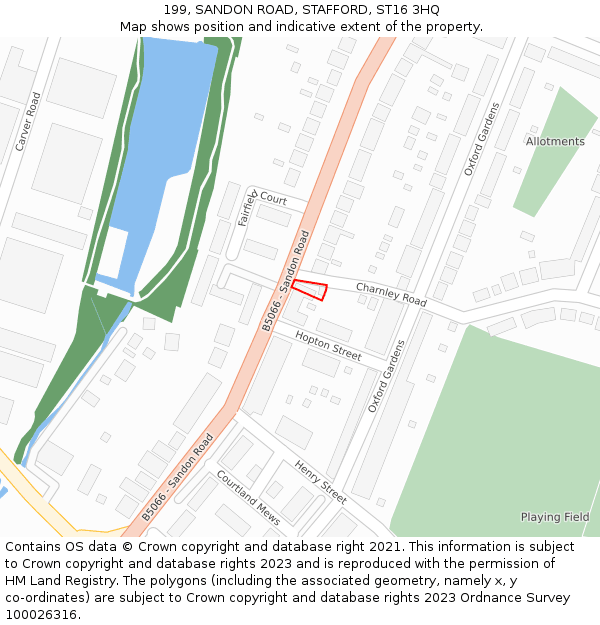 199, SANDON ROAD, STAFFORD, ST16 3HQ: Location map and indicative extent of plot
