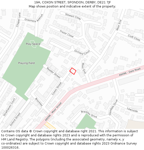 19A, COXON STREET, SPONDON, DERBY, DE21 7JF: Location map and indicative extent of plot