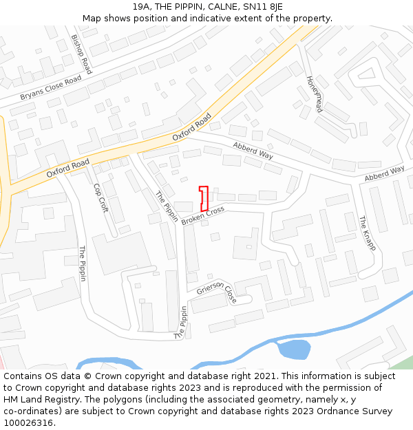 19A, THE PIPPIN, CALNE, SN11 8JE: Location map and indicative extent of plot