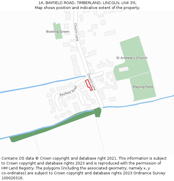 1A, BAYFIELD ROAD, TIMBERLAND, LINCOLN, LN4 3YL: Location map and indicative extent of plot