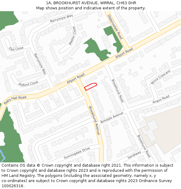 1A, BROOKHURST AVENUE, WIRRAL, CH63 0HR: Location map and indicative extent of plot