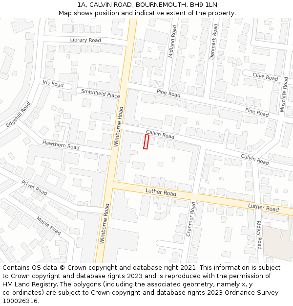 1A, CALVIN ROAD, BOURNEMOUTH, BH9 1LN: Location map and indicative extent of plot