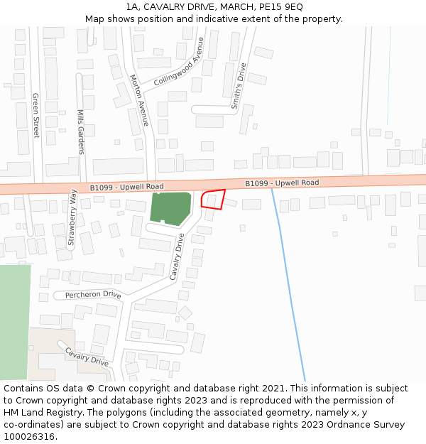 1A, CAVALRY DRIVE, MARCH, PE15 9EQ: Location map and indicative extent of plot