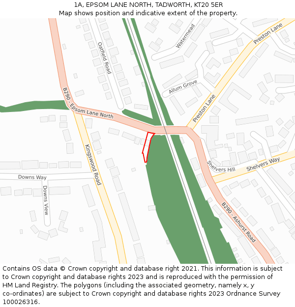 1A, EPSOM LANE NORTH, TADWORTH, KT20 5ER: Location map and indicative extent of plot