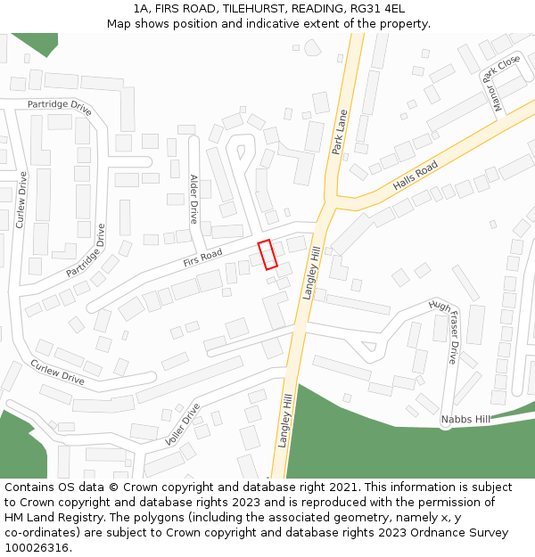 1A, FIRS ROAD, TILEHURST, READING, RG31 4EL: Location map and indicative extent of plot