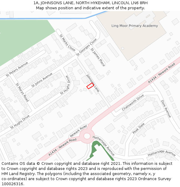 1A, JOHNSONS LANE, NORTH HYKEHAM, LINCOLN, LN6 8RH: Location map and indicative extent of plot