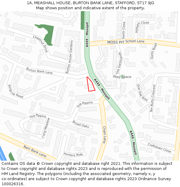 1A, MEASHALL HOUSE, BURTON BANK LANE, STAFFORD, ST17 9JG: Location map and indicative extent of plot