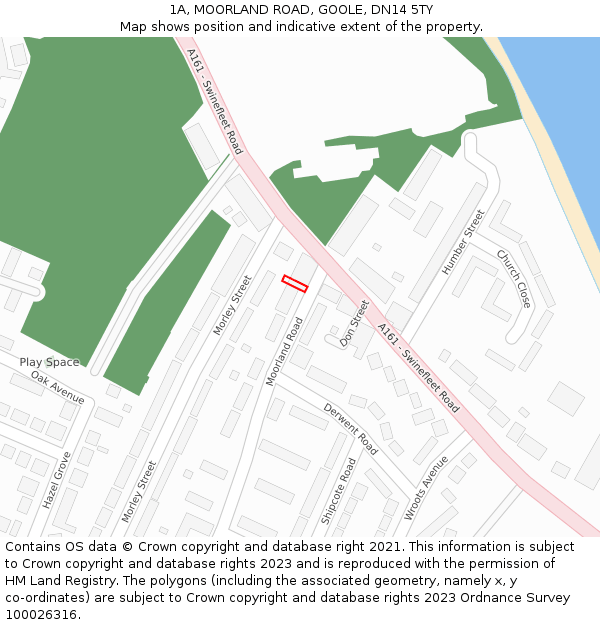 1A, MOORLAND ROAD, GOOLE, DN14 5TY: Location map and indicative extent of plot