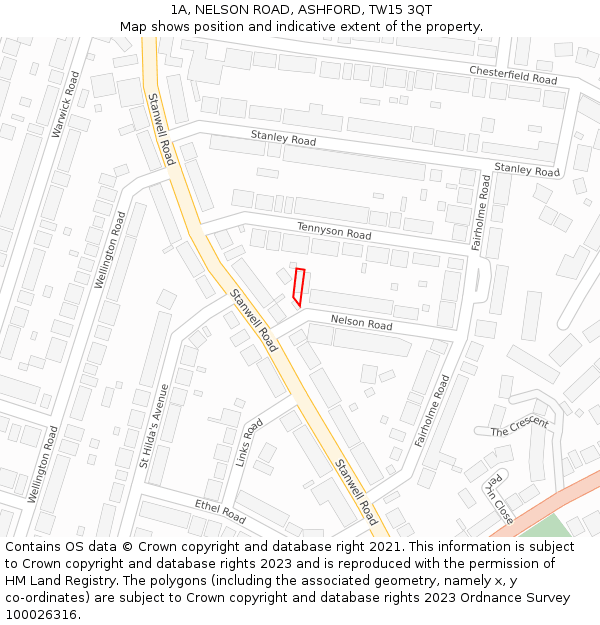1A, NELSON ROAD, ASHFORD, TW15 3QT: Location map and indicative extent of plot