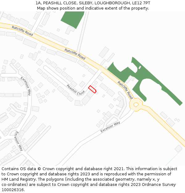 1A, PEASHILL CLOSE, SILEBY, LOUGHBOROUGH, LE12 7PT: Location map and indicative extent of plot