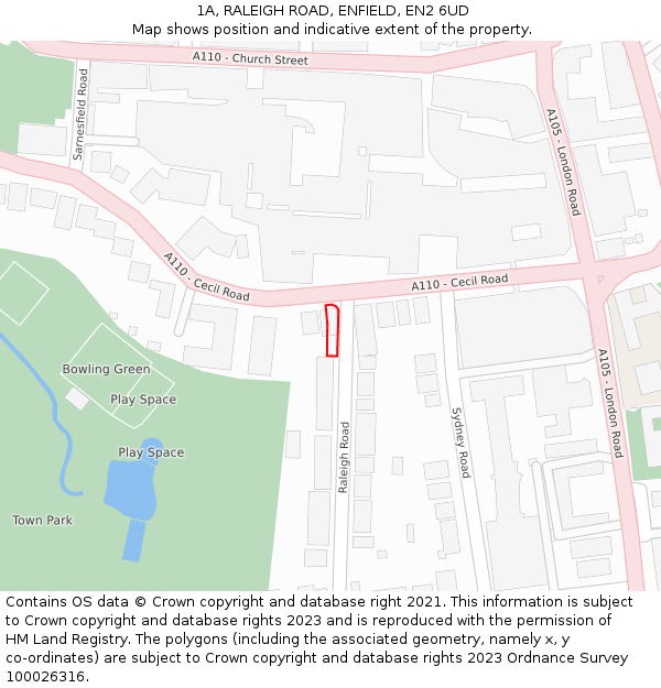 1A, RALEIGH ROAD, ENFIELD, EN2 6UD: Location map and indicative extent of plot