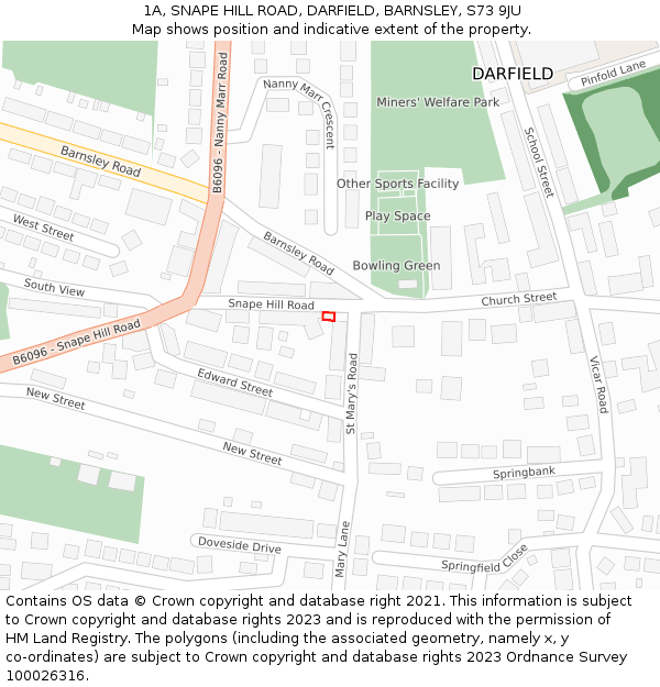 1A, SNAPE HILL ROAD, DARFIELD, BARNSLEY, S73 9JU: Location map and indicative extent of plot