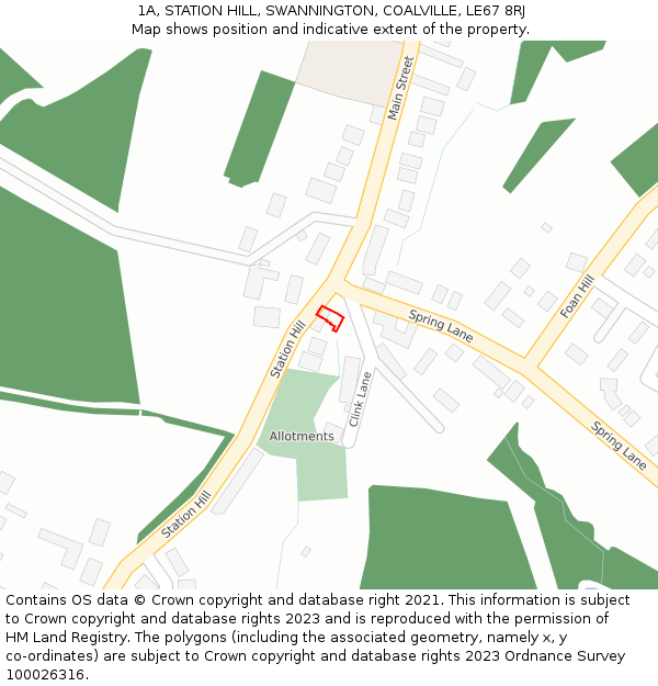 1A, STATION HILL, SWANNINGTON, COALVILLE, LE67 8RJ: Location map and indicative extent of plot