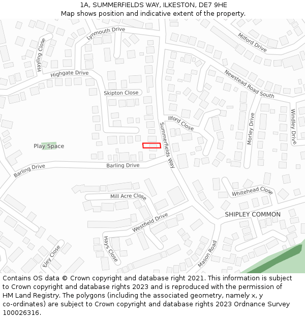 1A, SUMMERFIELDS WAY, ILKESTON, DE7 9HE: Location map and indicative extent of plot