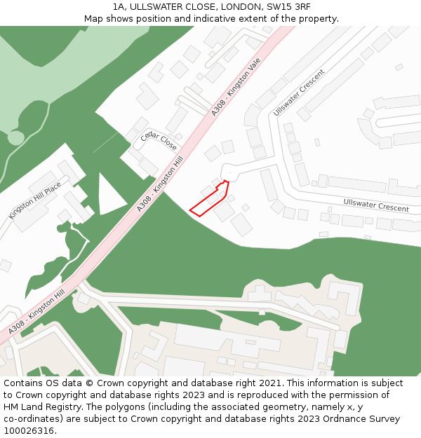 1A, ULLSWATER CLOSE, LONDON, SW15 3RF: Location map and indicative extent of plot