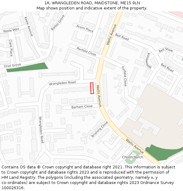 1A, WRANGLEDEN ROAD, MAIDSTONE, ME15 9LN: Location map and indicative extent of plot
