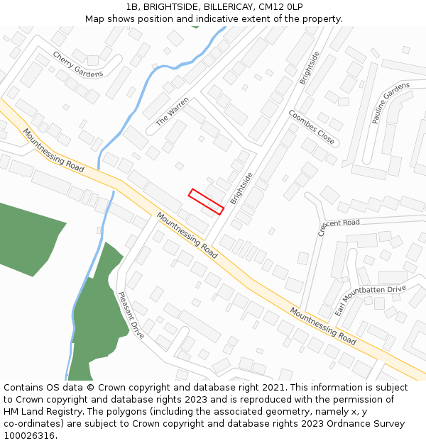 1B, BRIGHTSIDE, BILLERICAY, CM12 0LP: Location map and indicative extent of plot