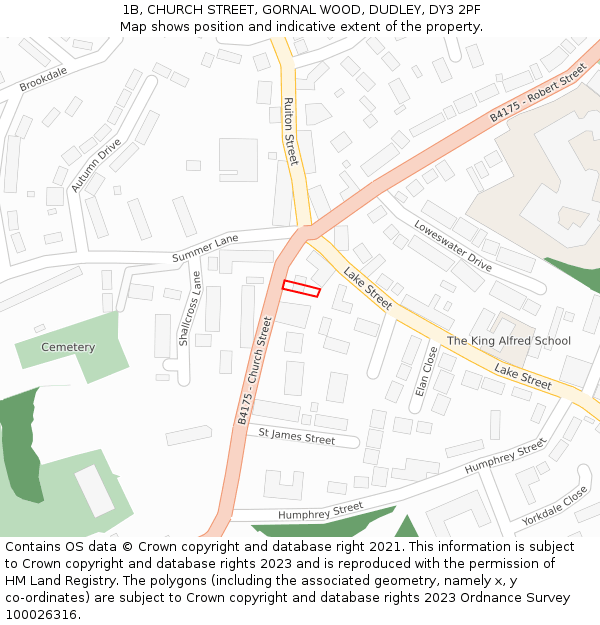 1B, CHURCH STREET, GORNAL WOOD, DUDLEY, DY3 2PF: Location map and indicative extent of plot