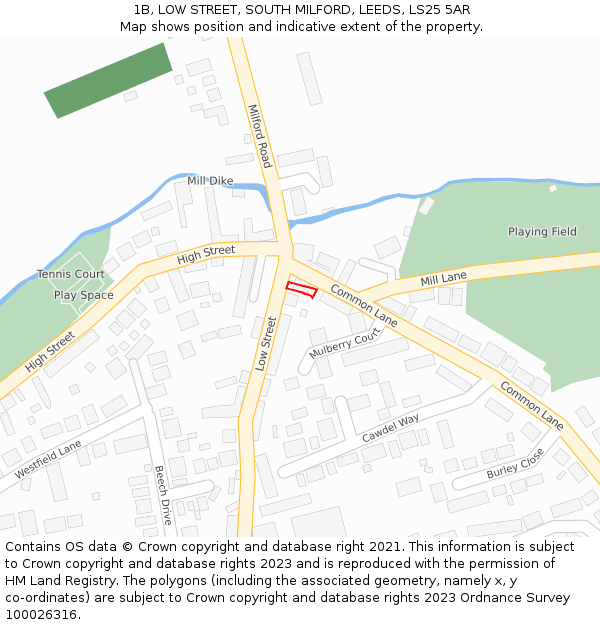 1B, LOW STREET, SOUTH MILFORD, LEEDS, LS25 5AR: Location map and indicative extent of plot