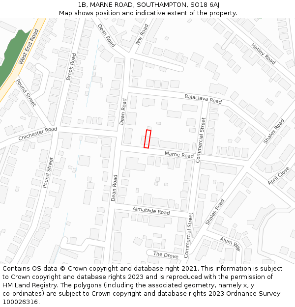 1B, MARNE ROAD, SOUTHAMPTON, SO18 6AJ: Location map and indicative extent of plot