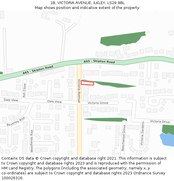 1B, VICTORIA AVENUE, ILKLEY, LS29 9BL: Location map and indicative extent of plot