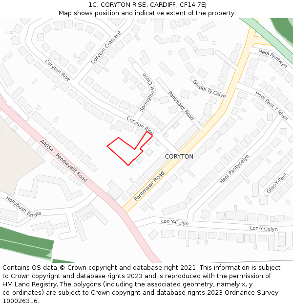1C, CORYTON RISE, CARDIFF, CF14 7EJ: Location map and indicative extent of plot