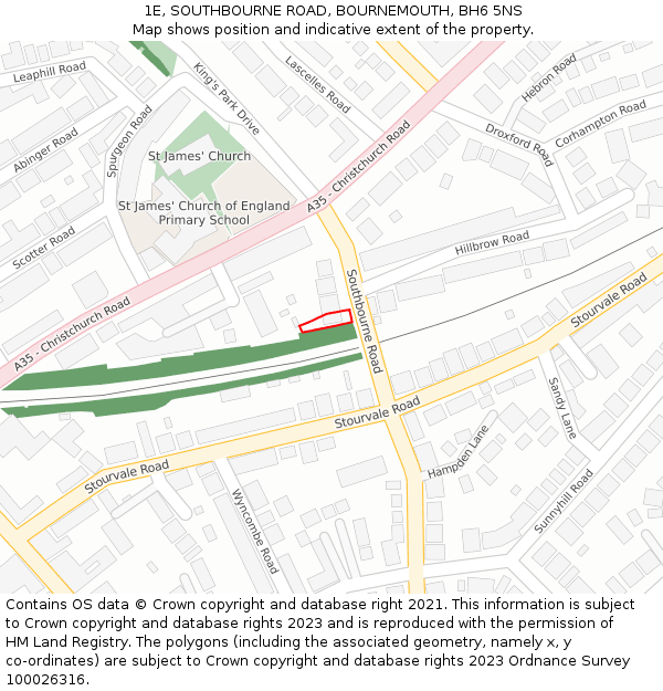 1E, SOUTHBOURNE ROAD, BOURNEMOUTH, BH6 5NS: Location map and indicative extent of plot
