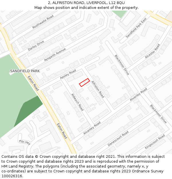 2, ALFRISTON ROAD, LIVERPOOL, L12 8QU: Location map and indicative extent of plot