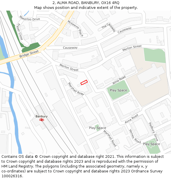 2, ALMA ROAD, BANBURY, OX16 4RQ: Location map and indicative extent of plot