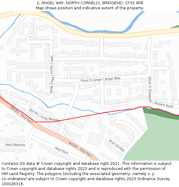 2, ANGEL WAY, NORTH CORNELLY, BRIDGEND, CF33 4PB: Location map and indicative extent of plot