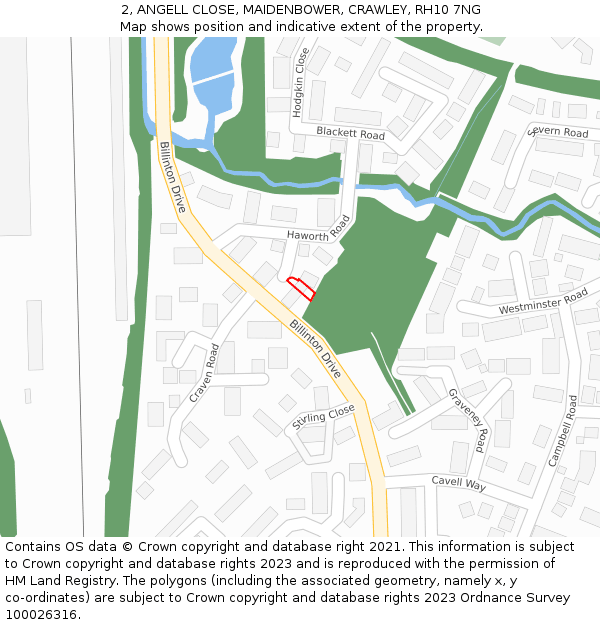 2, ANGELL CLOSE, MAIDENBOWER, CRAWLEY, RH10 7NG: Location map and indicative extent of plot