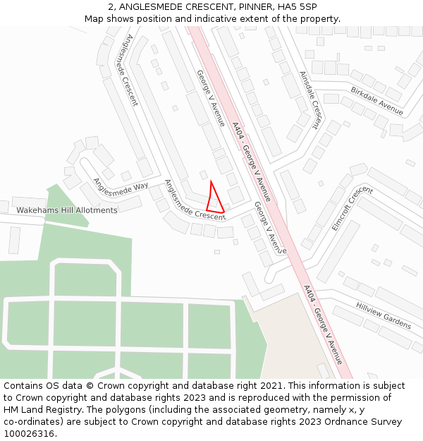 2, ANGLESMEDE CRESCENT, PINNER, HA5 5SP: Location map and indicative extent of plot