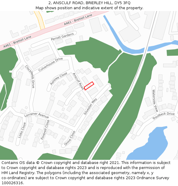 2, ANSCULF ROAD, BRIERLEY HILL, DY5 3FQ: Location map and indicative extent of plot