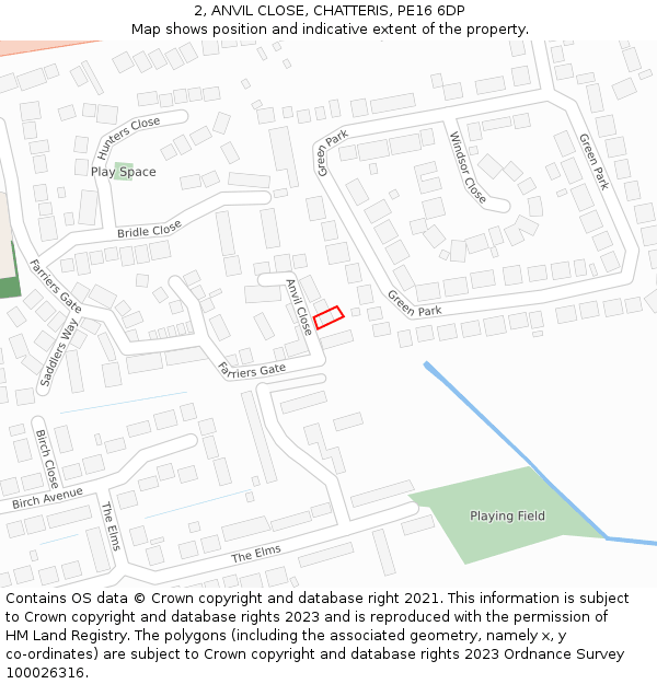 2, ANVIL CLOSE, CHATTERIS, PE16 6DP: Location map and indicative extent of plot