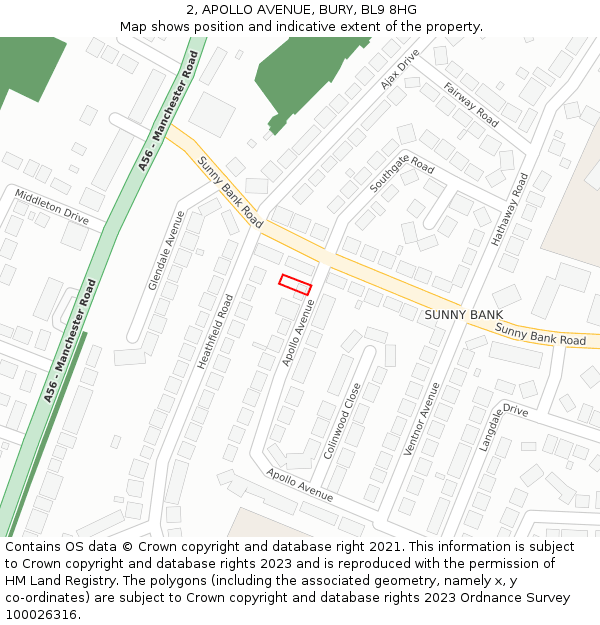 2, APOLLO AVENUE, BURY, BL9 8HG: Location map and indicative extent of plot