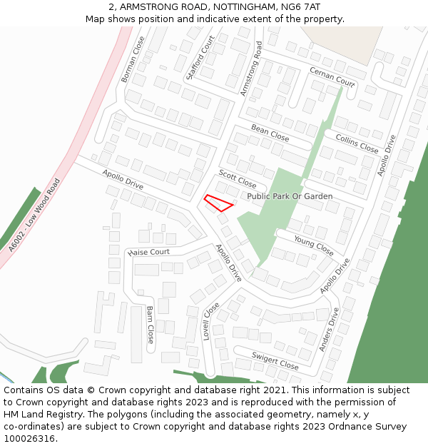 2, ARMSTRONG ROAD, NOTTINGHAM, NG6 7AT: Location map and indicative extent of plot