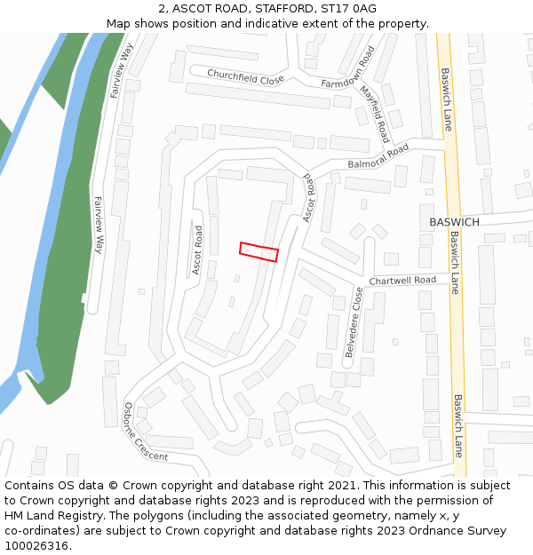 2, ASCOT ROAD, STAFFORD, ST17 0AG: Location map and indicative extent of plot