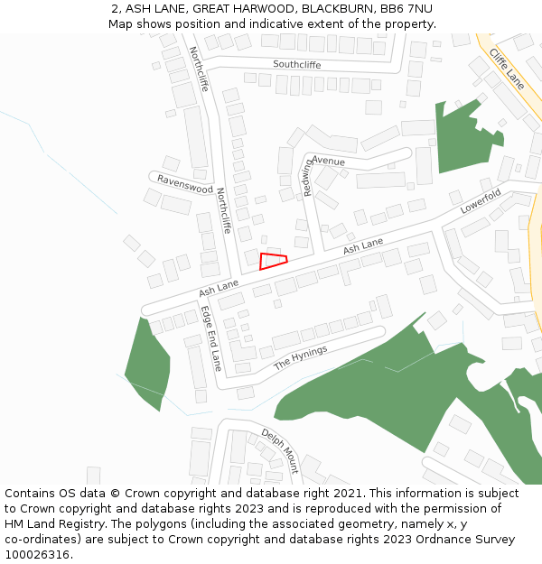 2, ASH LANE, GREAT HARWOOD, BLACKBURN, BB6 7NU: Location map and indicative extent of plot