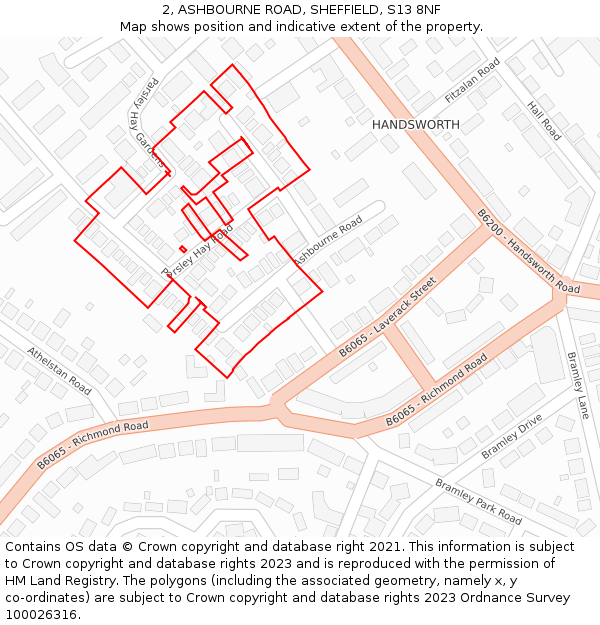 2, ASHBOURNE ROAD, SHEFFIELD, S13 8NF: Location map and indicative extent of plot