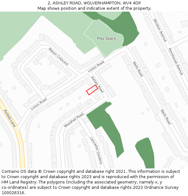 2, ASHLEY ROAD, WOLVERHAMPTON, WV4 4DP: Location map and indicative extent of plot