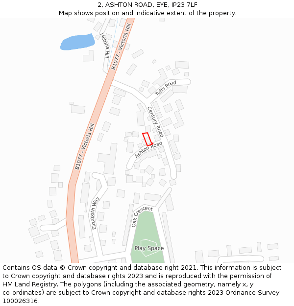 2, ASHTON ROAD, EYE, IP23 7LF: Location map and indicative extent of plot