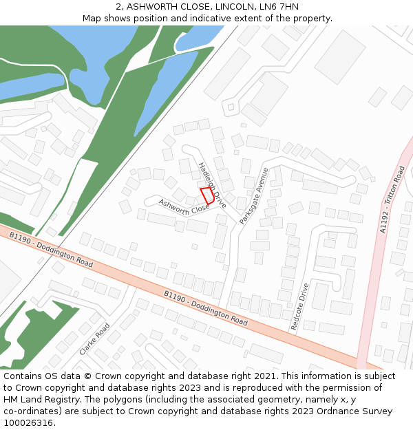 2, ASHWORTH CLOSE, LINCOLN, LN6 7HN: Location map and indicative extent of plot
