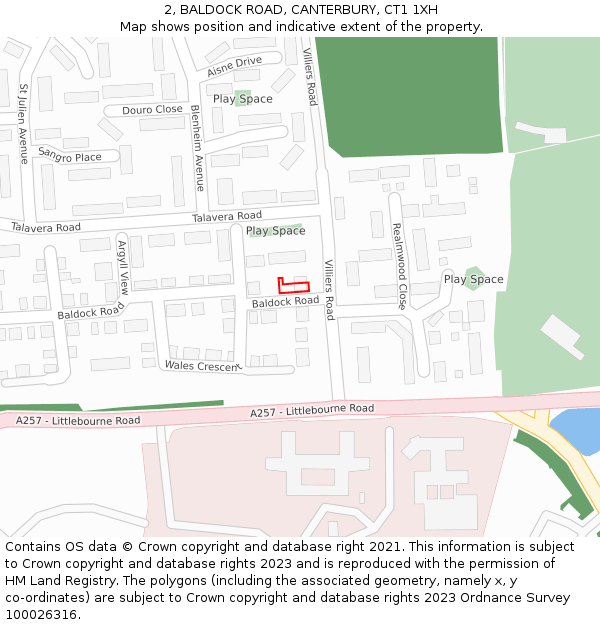 2, BALDOCK ROAD, CANTERBURY, CT1 1XH: Location map and indicative extent of plot