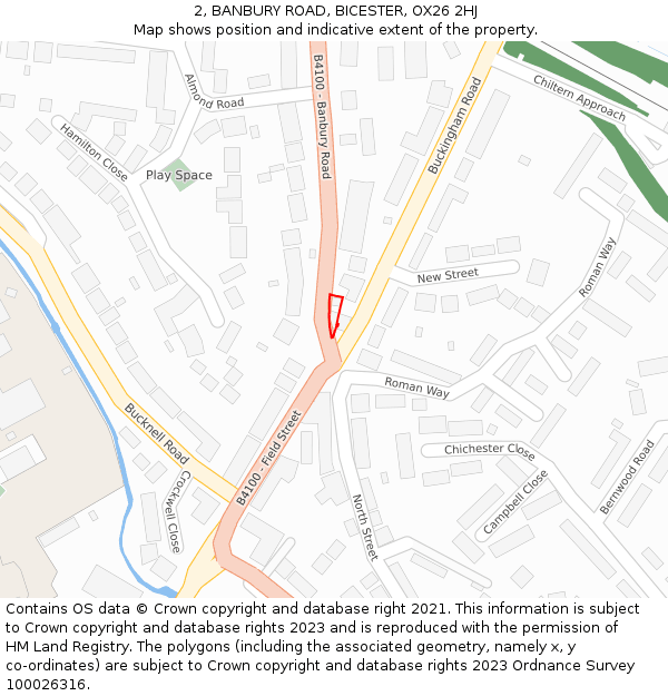 2, BANBURY ROAD, BICESTER, OX26 2HJ: Location map and indicative extent of plot