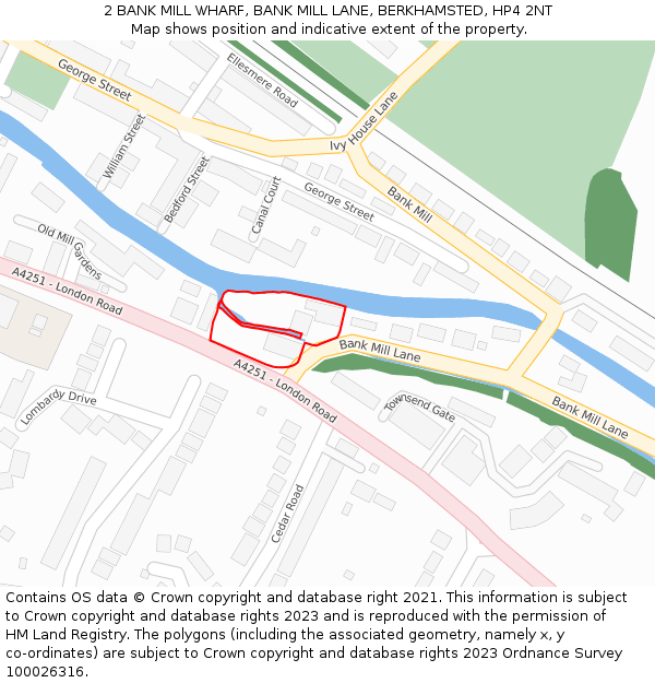 2 BANK MILL WHARF, BANK MILL LANE, BERKHAMSTED, HP4 2NT: Location map and indicative extent of plot
