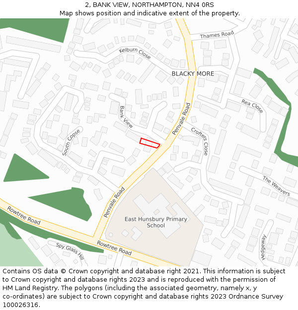 2, BANK VIEW, NORTHAMPTON, NN4 0RS: Location map and indicative extent of plot